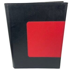 Black & Red Faux Leather Card Album With Clear Sleeves & Label Inserts 12" x 10"